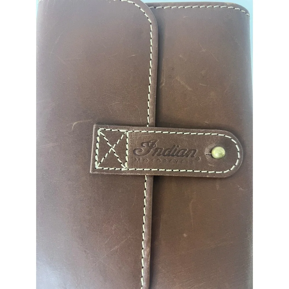 Indian‎ Motorcycle Brown Leather Trifold Travel Pouch Organizer Wallet 5 x 7